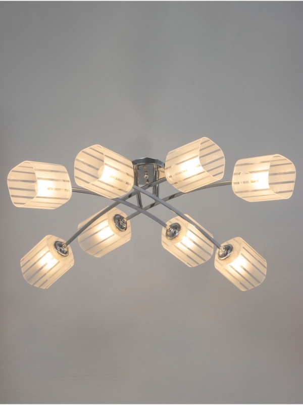 Люстра 6591182/8 E27 40Вт хром 90х90х21 см BayerLux Люстра 6591182/8 E27 40Вт хром 90х90х21 см BayerLux