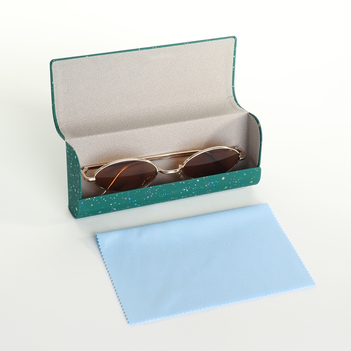 Футляр для очков на хлопушке, длина 15,5 см, цвет зелёный Футляр для очков на хлопушке, длина 15,5 см, цвет зелёный