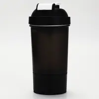 Шейкер спортивный &laquo;Будь смелым&raquo;, чёрный, с чашей под протеин, 500 мл