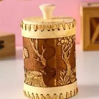 Туес шитый "Осень" , D9 смхH(с хватком)14см, береста Туес шитый "Осень" , D9 смхH(с хватком)14см, береста