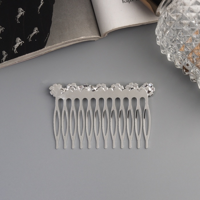 Гребень для волос  Гребень для волос "Медея" цветы, 7х4 см, серебро