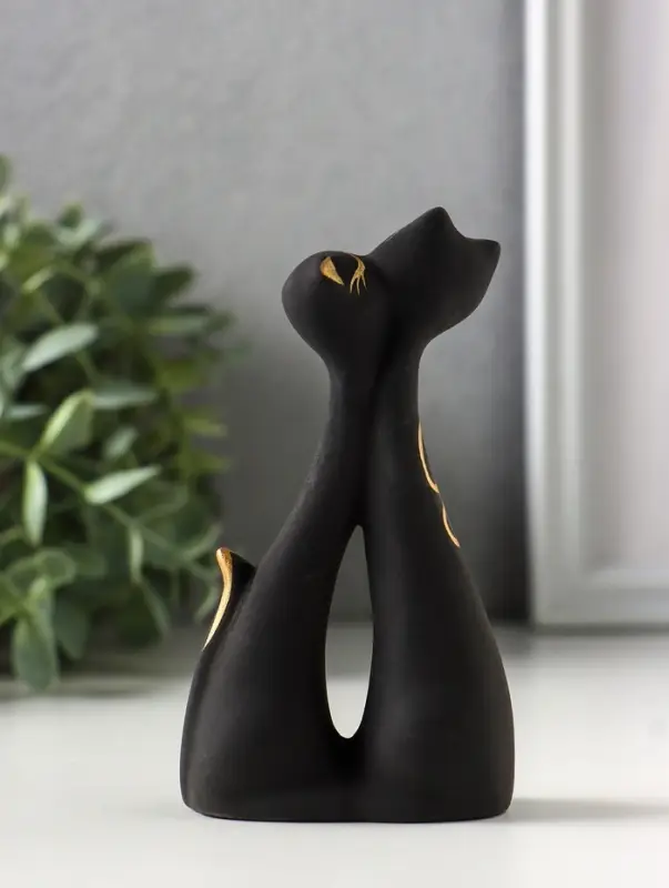 Фигурка керамика &laquo;Коты влюблённые&raquo;, 11 см, чёрный