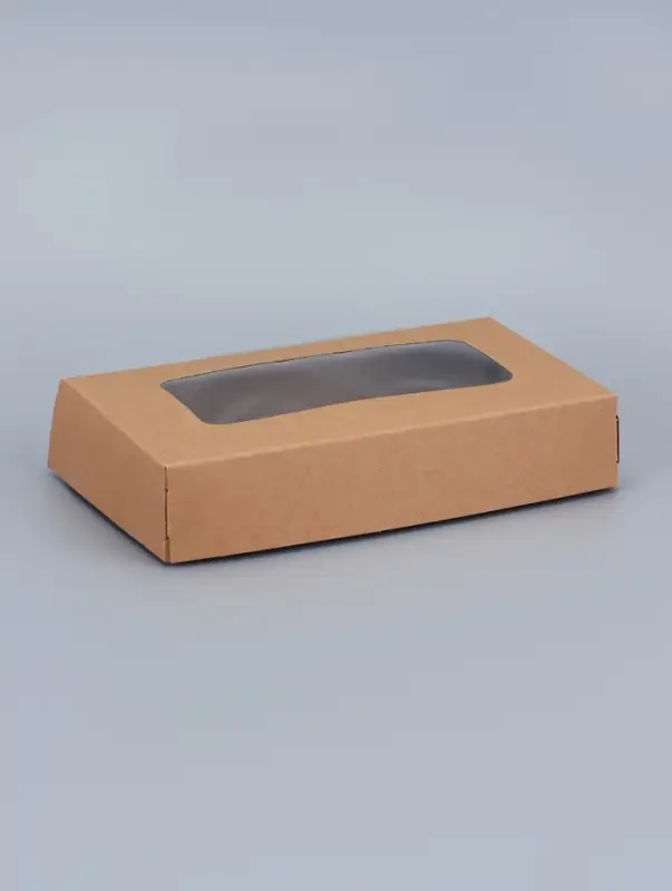 Контейнер навынос, с окном, крафт, 20&times;12&times;4 см