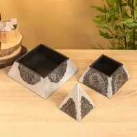 Шкатулка "Пиамидка" 21х21х31 см, МДФ, цв. серебро