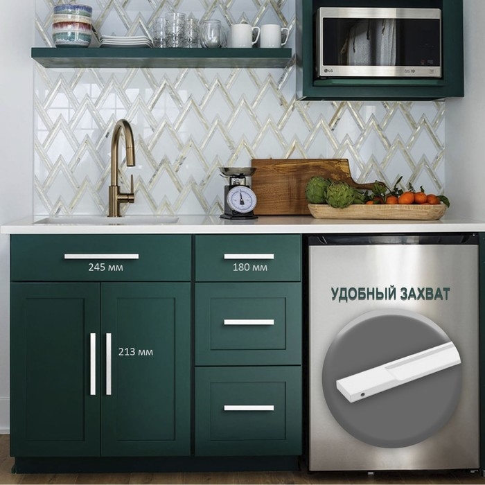 Ручка торцевая CAPPIO RP101WH, м/о 192 мм, цвет белый, 4 шт. Ручка торцевая CAPPIO RP101WH, м/о 192 мм, цвет белый, 4 шт.