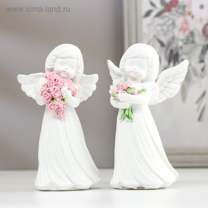 Сувенир полистоун Сувенир полистоун "Белоснежный ангел-девочка с охапкой роз" МИКС 14х7,5х7 см