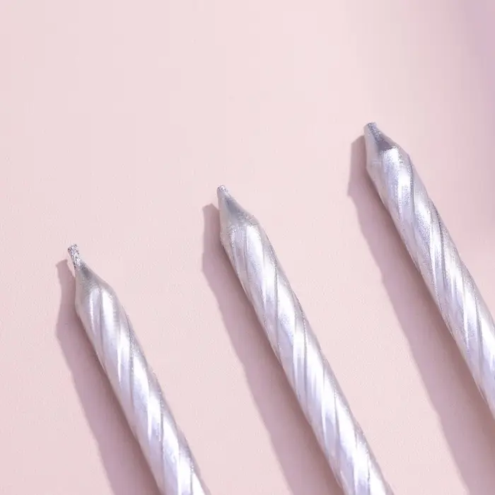 Свечи в торт &laquo;Спираль&raquo;, 6 см, серебряные, набор 10 штук