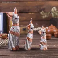 Сувенирный набор &laquo;Кошечки с полосками&raquo;, h=20 см, h=17 см, h=15 см, дерево