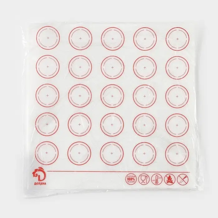 Коврик для выпечки армированный Доляна &laquo;Макарун&raquo;, силикон, 27.5&times;27.5 см, белый