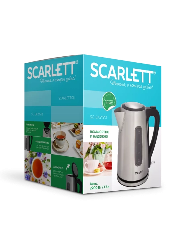 Чайник электрический металлический 1.7 л 2200 Вт Чайник электрический металлический 1.7 л 2200 Вт
