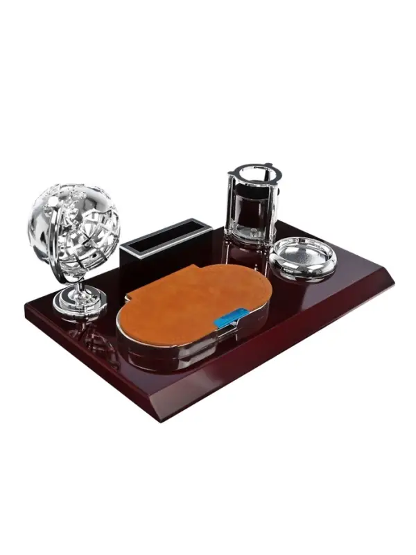 Набор настольный 5 в 1 с визитницей, красное дерево