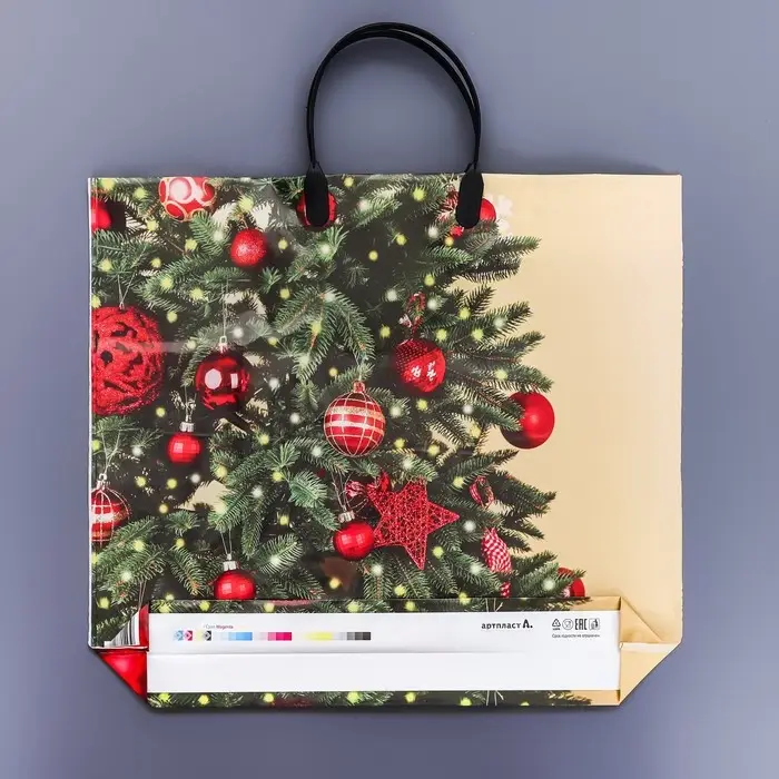 Пакет Пакет "Мерцание", полиэтиленовый с пластиковой ручкой, 37 х 33 см.