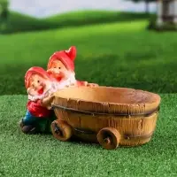 Садовая фигура из гипса &laquo;Два гнома с телегой&raquo;, 19.5&times;32&times;17.5 см