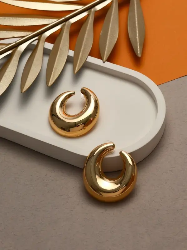 Серьги металл &laquo;Кольца&raquo;, полумесяц, цвет золото