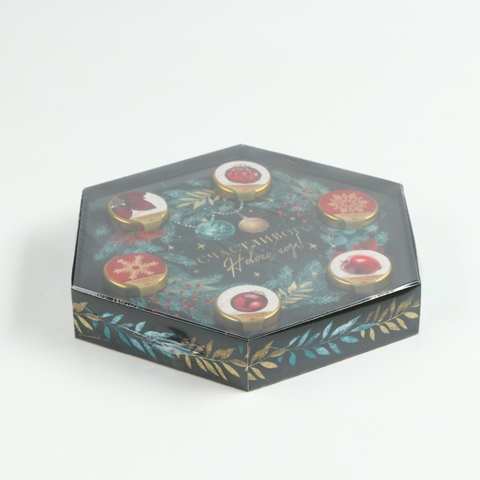 Подарочный набор «Счастливого Нового года»: чай чёрный 50 г., крем-мёд (6 шт. x 30 г) Подарочный набор «Счастливого Нового года»: чай чёрный 50 г., крем-мёд (6 шт. x 30 г)