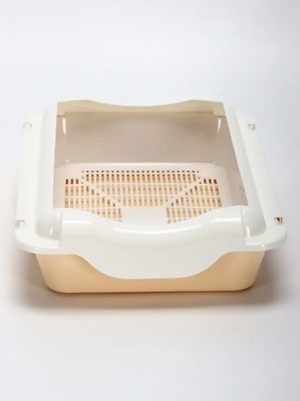 Туалет средний с бортом и сеткой 36&times;26&times;9, см, лоток бежевый, сетка и борт белые