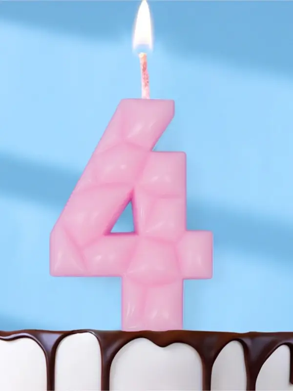 Свеча для торта «Цифра 4», светло-розовая Свеча для торта «Цифра 4», светло-розовая
