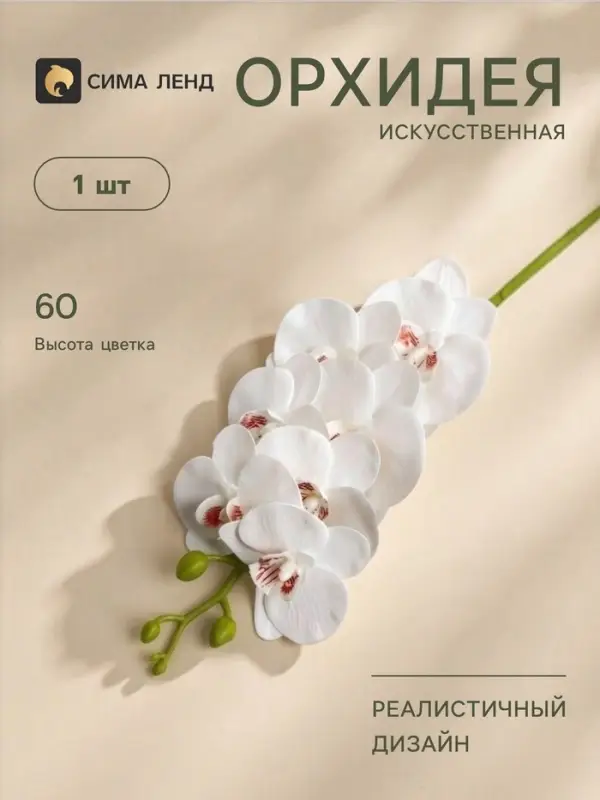 Цветы искусственные &laquo;Орхидея экстра галант&raquo;, h=60 см, d=8 см, белые