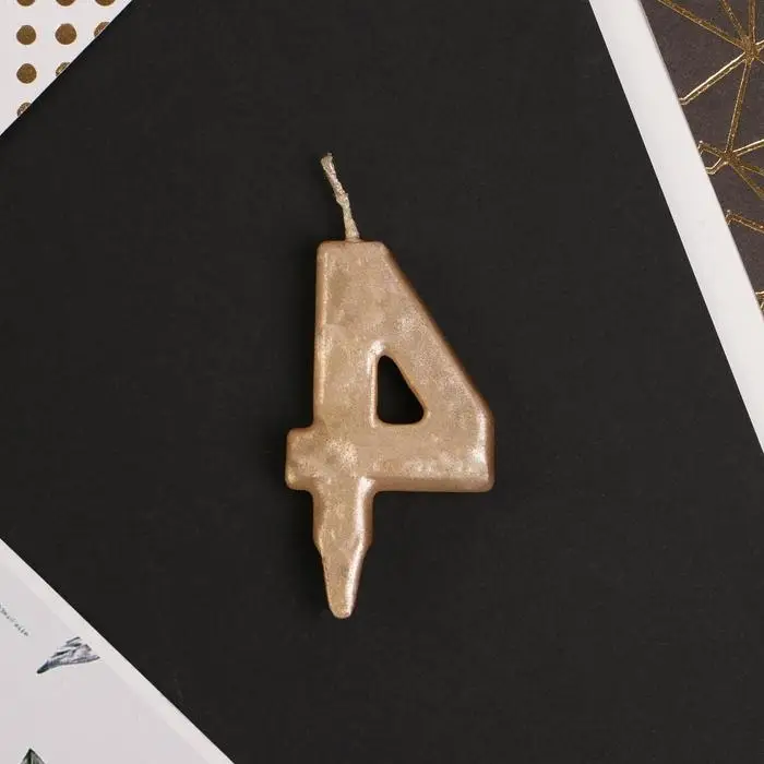 Свеча для торта, цифра «4», шампань, 3 х 6 см Свеча для торта, цифра «4», шампань, 3 х 6 см