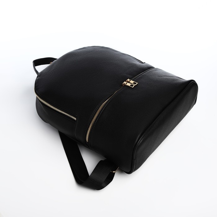 Рюкзак женский из искусственной кожи на молнии, 2 кармана, цвет чёрный Рюкзак женский из искусственной кожи на молнии, 2 кармана, цвет чёрный