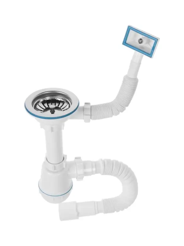 Сифон для мойки ZEIN, 3 1/2&rsquo;&rsquo;*40мм, прямоугольный перелив, с гофротрубой 40/50 мм