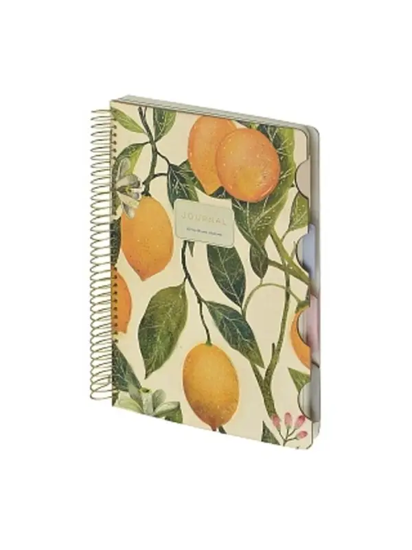 ЗАПИСНАЯ КНИЖКА "ART JOURNAL" B5,120 Л. НА СПИРАЛИ, С РАЗДЕЛИТЕЛЯМИ "FLORA.PARADISE.LEMONS"