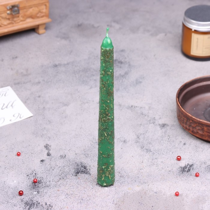 Свеча магическая  Свеча магическая "На здоровье" с травой, зелёная, 20см