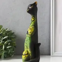 Фигура керамика &laquo;Кошка Итальянка&raquo;, подсолнух, 21 см, чёрный