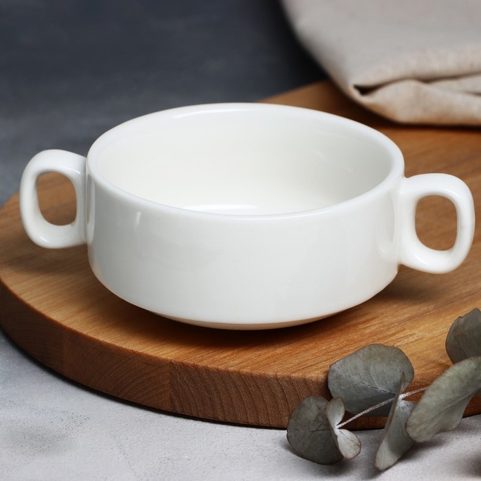 Супница с ручками керамическая «Веточка», 10.5 х 5 см, 220 мл, цвет белый Супница с ручками керамическая «Веточка», 10.5 х 5 см, 220 мл, цвет белый