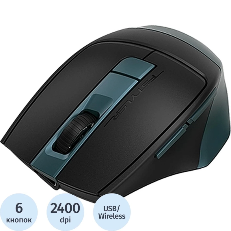 Мышь компьютерная A4Tech Fstyler FB35C зел/черн оптич(2400dpi) WLS(6but)
