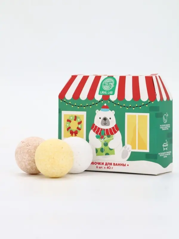 Бомбочки для ванны в домике «Медведь», набор 6 шт х 40 г, URAL LAB Бомбочки для ванны в домике «Медведь», набор 6 шт х 40 г, URAL LAB
