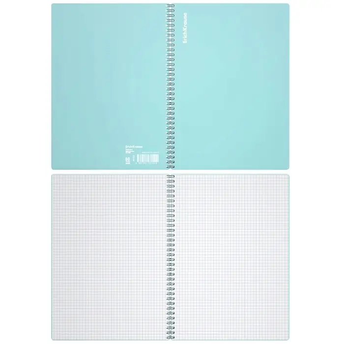 Тетрадь на спирали ErichKrause. Pastel А4, 80 листов, в клетку, пластиковая обложка, блок офсет, МИКС