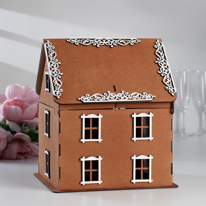 Семейный банк Семейный банк "Дом №2", 24,5х24х28 см, коричневый-белый