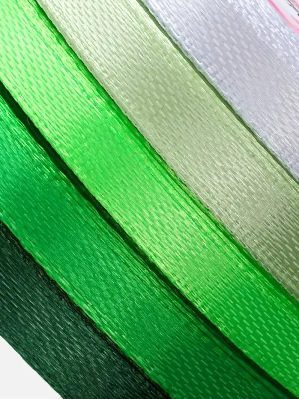 Атласная лента, набор 5 шт., 6 мм, 23&plusmn;1 м, белая, зелёная