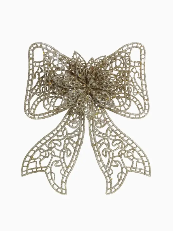 Ёлочная игрушка &laquo;Зимнее волшебство. Бант с цветком&raquo; пластик, 18&times;12.5 см, золото