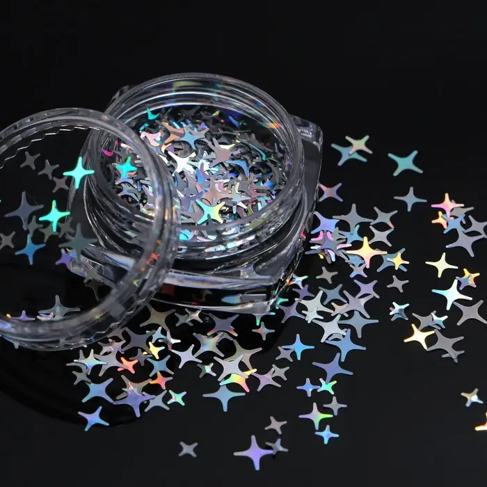 Пайетки для декора «Звёздная ночь», голографические, серебристый