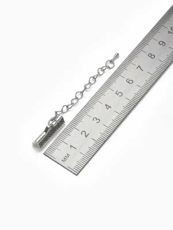 Зажим для ленты (пара) QF, 20 мм, металл, с цепочкой удлинителем, цвет серебро