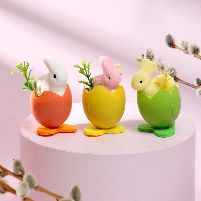 Набор для декора пасхальный «Зайчики» 3 шт., 4 × 11,5 × 6,5 см Набор для декора пасхальный «Зайчики» 3 шт., 4 × 11,5 × 6,5 см