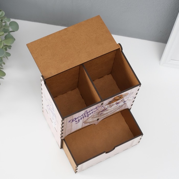 Чайный домик двойной с ящиком Чайный домик двойной с ящиком "Доброе утро" 20х8,7х15,2 см МИКС