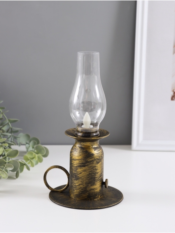 Ночник  Ночник "Лампа" LED 3xLR44 (эф. живого пламени) бронза 11х11х22см