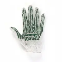 Перчатки, хб, вязка 7 класс, 3 нити, размер 10, с ПВХ точками, белые, Greengo