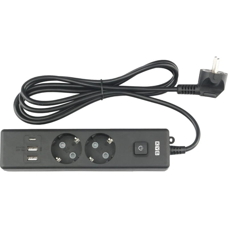 Удлинитель Power Cube, 2р/1.9 м выкл.,3USB, 3.5кВт,16А,3x1,0 черн(PC-5B-2M)