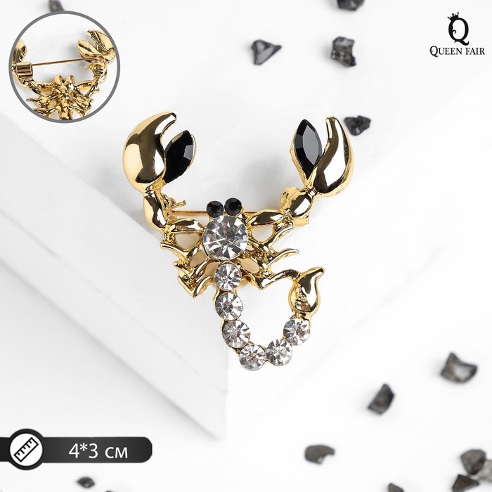 Брошь «Скорпион», цвет бело-чёрный в золоте Брошь «Скорпион», цвет бело-чёрный в золоте