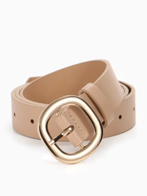 Ремень женский, 2.8&times;105 см, 1 прокол, золотистая пряжка, бежевый