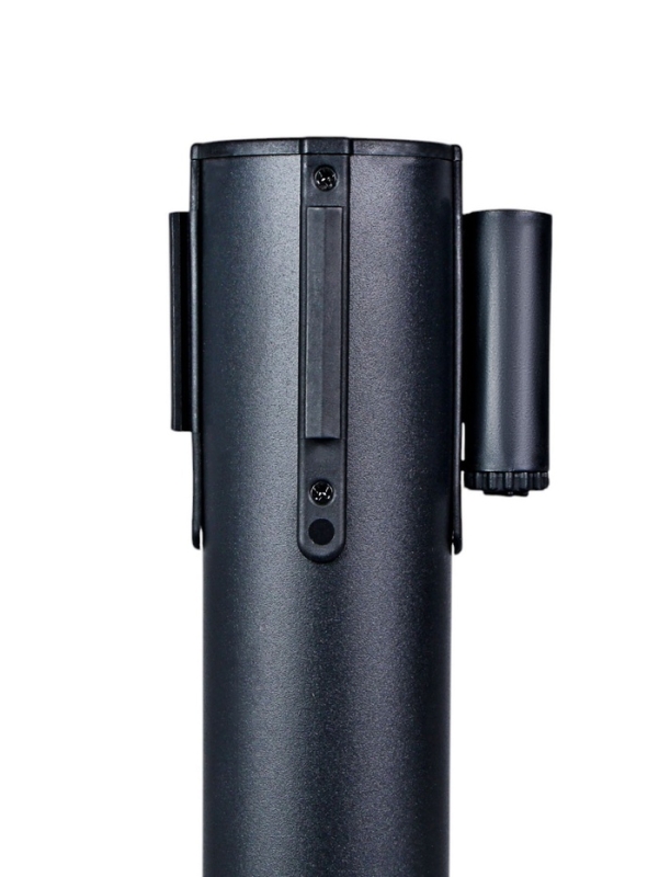 Стойка ограждения черн с вытяжной лентой-280см КРАСНАЯ,высота-90см,d- 6см,напольный d-32см