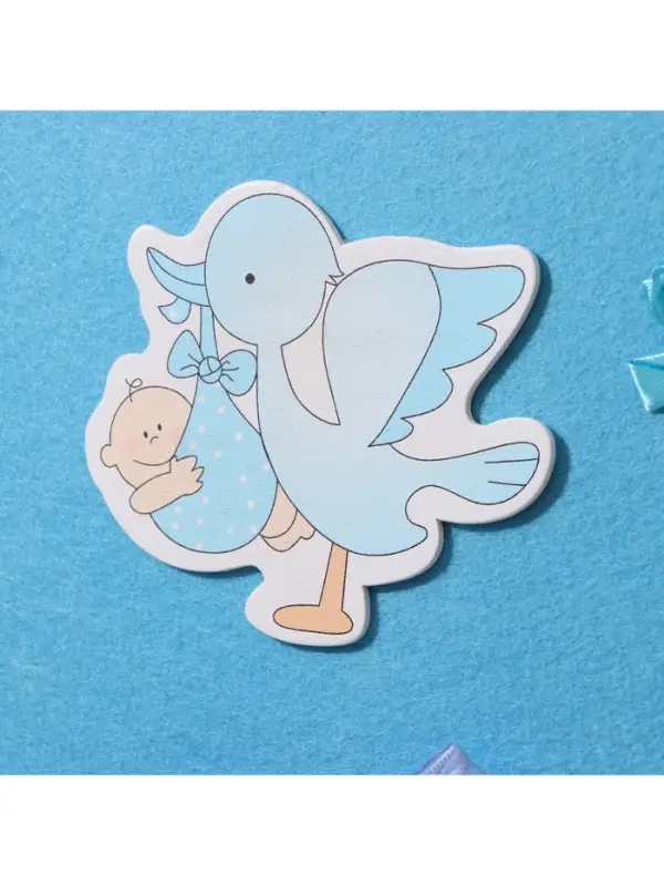 Украшение на гендер пати &laquo;Подвеска Аист с мальчиком&raquo;, 27&times;27&times;46 см, голубое
