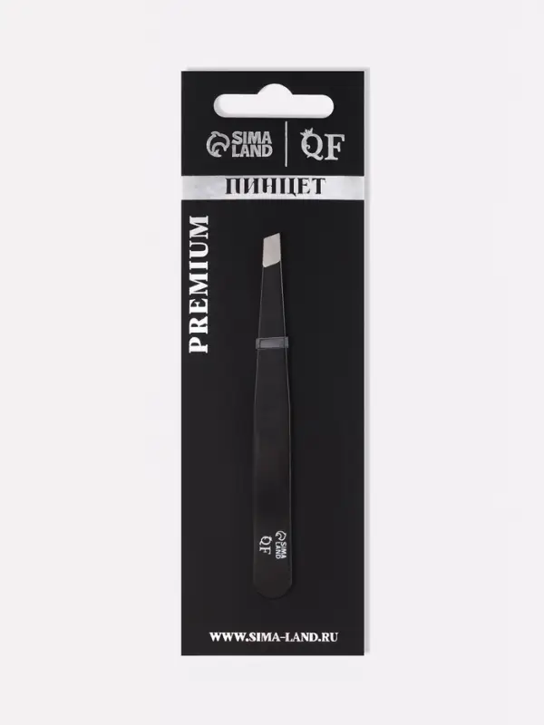 Пинцет для бровей профессиональный, скошенный, широкий, 9.6 см, чёрный