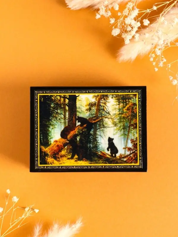 Шкатулка для украшений &laquo;Мишки&raquo;, 7.5&times;10 см, лаковая миниатюра