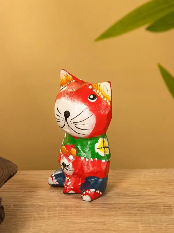 Сувенир интерьерный "Котики" 5х5х8 см, дерево, цв. красный