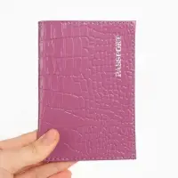 Обложка для паспорта, натуральная кожа, тиснение фольгой, сиреневая